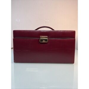 Vintage Mayor's Jewelry Box Red Leather Organizer Mirror Multi Drawer Case